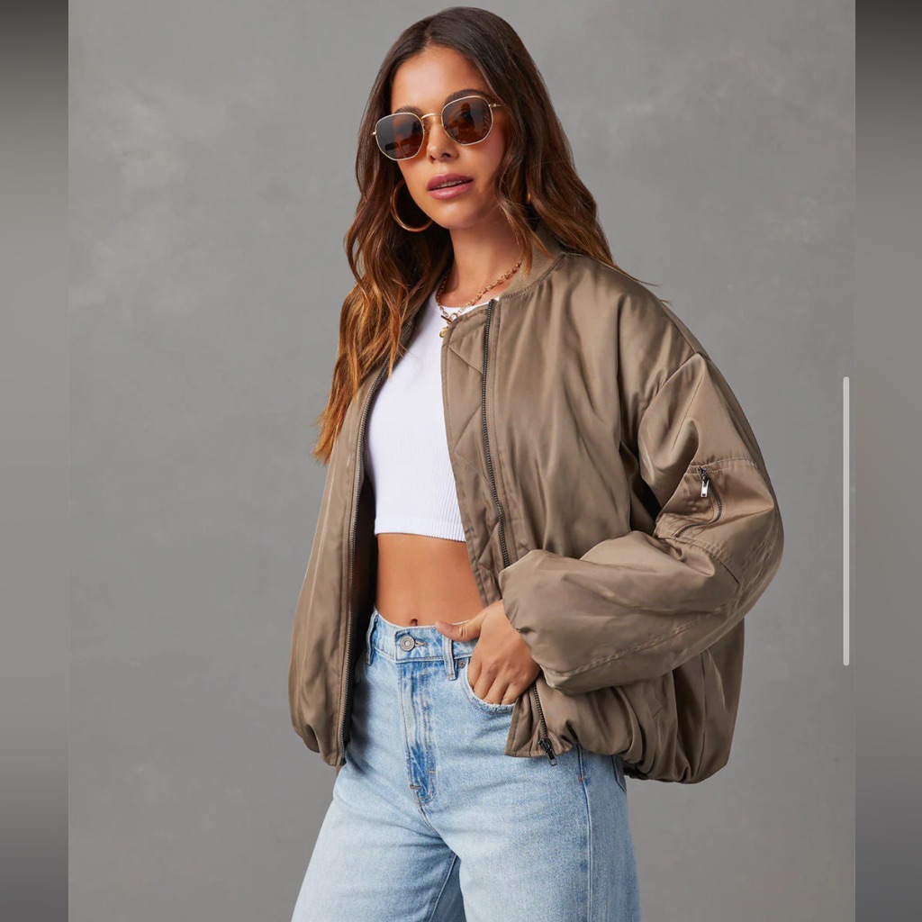 Nwt Olia From Vici Oversized Olive Bomber Jacket